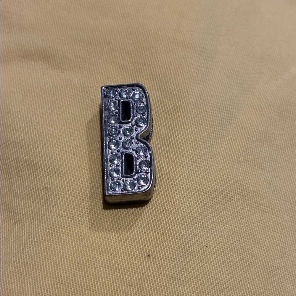 Silver Rhinestone Letter B charm